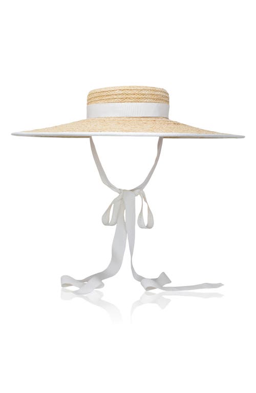 Clairborne Grosgrain Trim Straw Sun Hat in Natural/Ivory