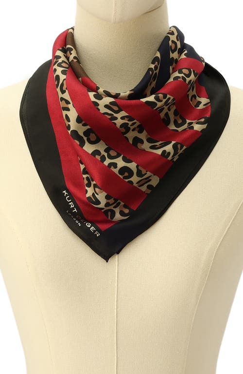 Shop Kurt Geiger London Mixed Stripe Silk Bandana In Leopard Multi