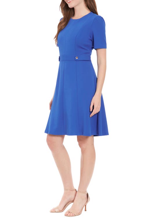 London Times Button Tab Fit & Flare Dress In Olymp Blue