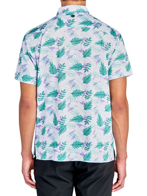 CONSTRUCT CONSTRUCT CHEETAH LEAF PRINT PERFORMANCE BUTTON-DOWN SHIRT