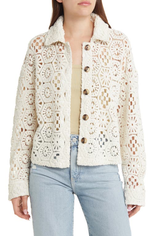 Treasure & Bond Cotton Blend Crochet Shacket Ivory at Nordstrom, Regular