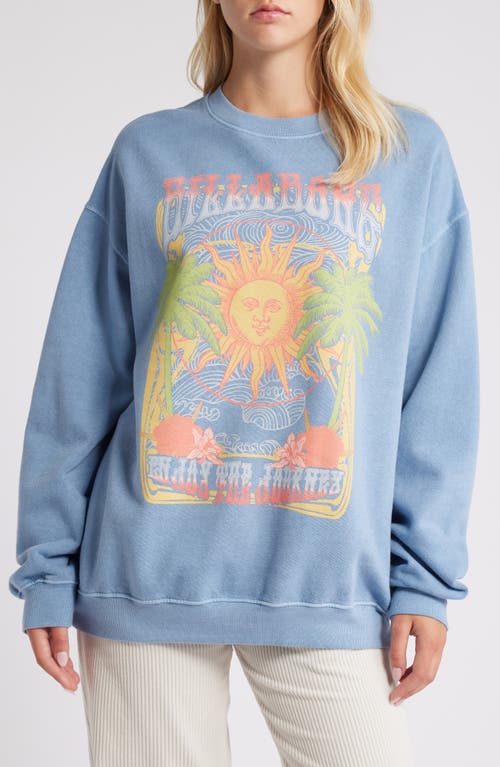 Shop Billabong Ride In Cotton Blend Graphic Sweatshirt In Blue Shadow