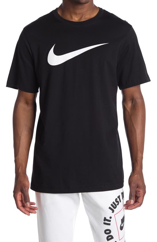 Shop Nike Icon Swoosh Cotton Graphic T-shirt In Black/white
