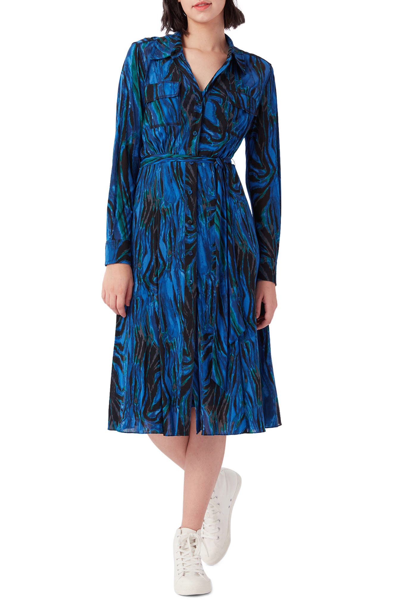 dvf long sleeve shirt dress