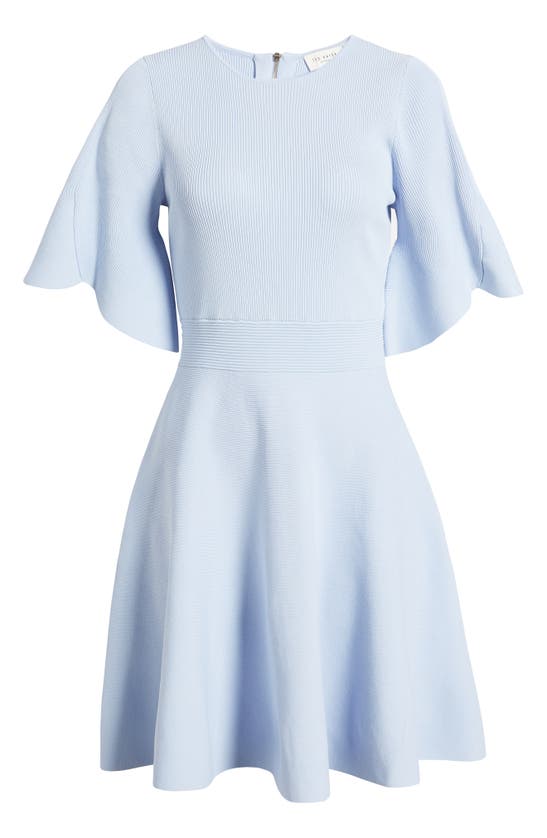 Ted Baker Olivia Rib Fit & Flare Dress In Light Blue