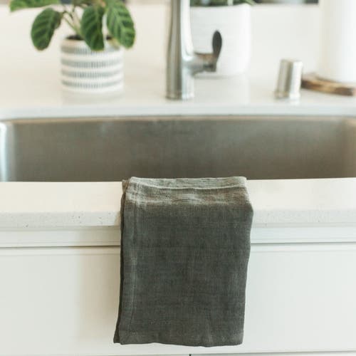 Shop Creative Women Stone Washed Linen Tea Towel In Iron Ore