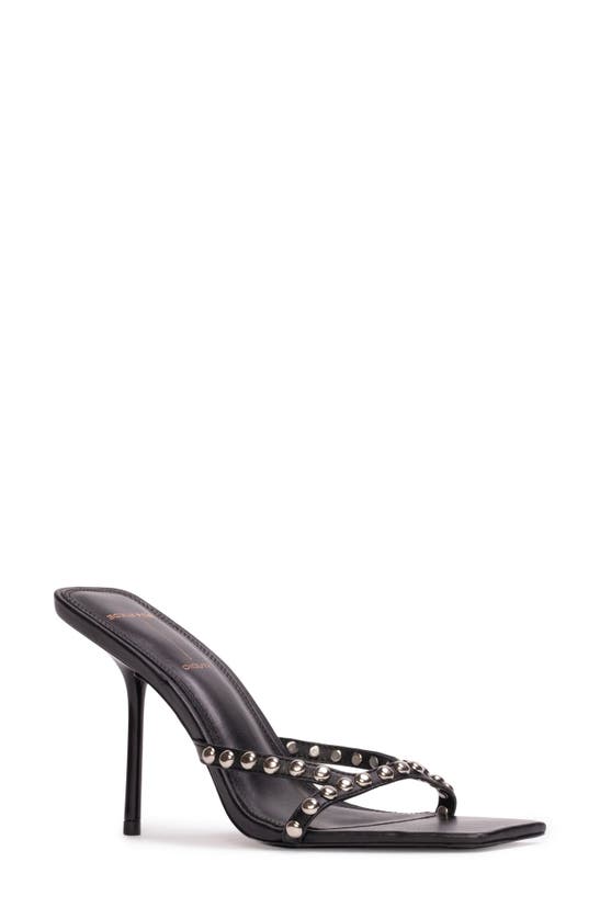 Black Suede Studio Leo Slide Sandal In Black Buffed Nappa Studs