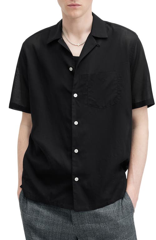 Shop Allsaints Forge Short Sleeve Button-up Shirt In Faded Black