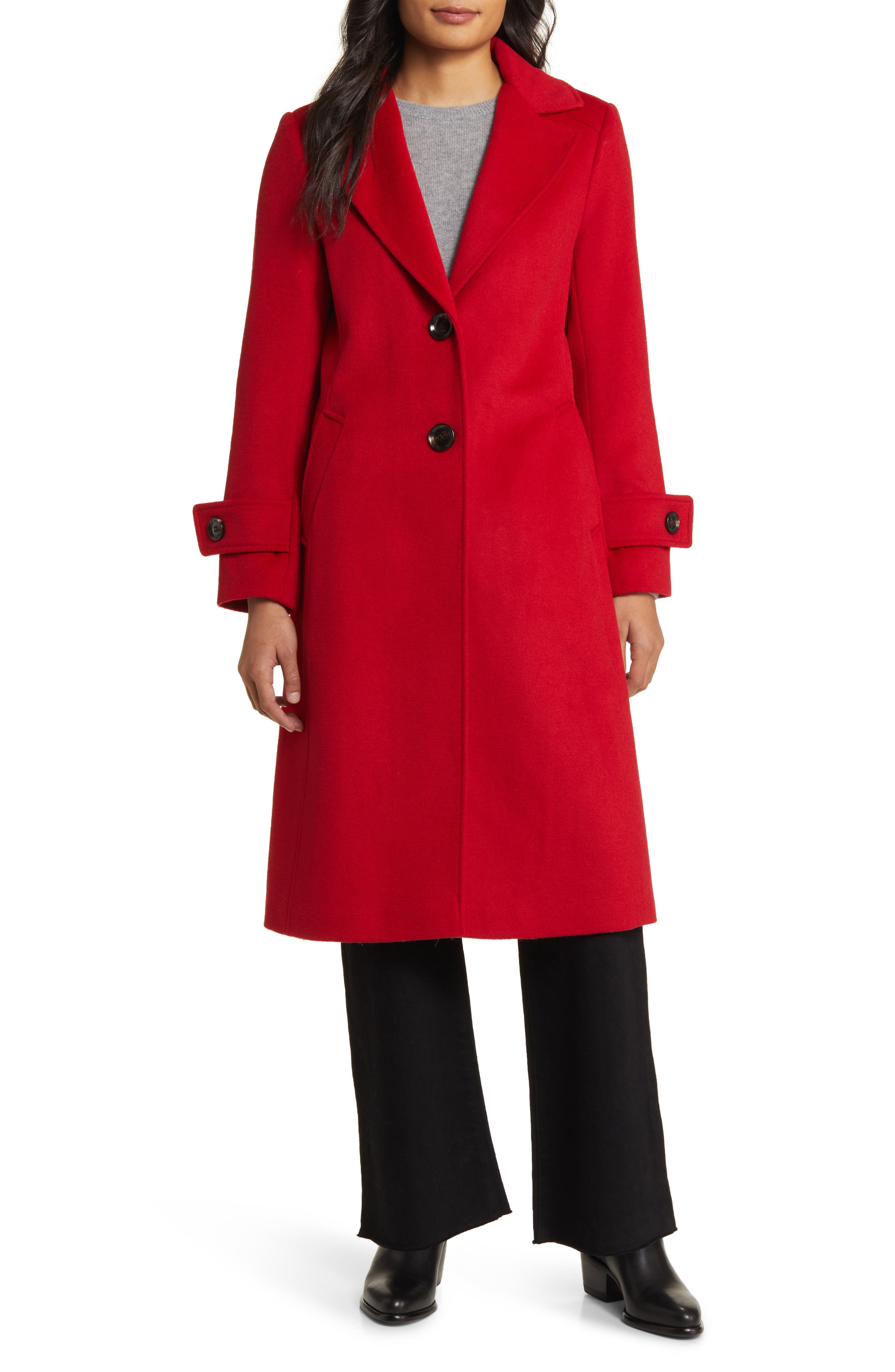 Sam Edelman Notch Collar Longline Wool Blend Coat Nordstrom