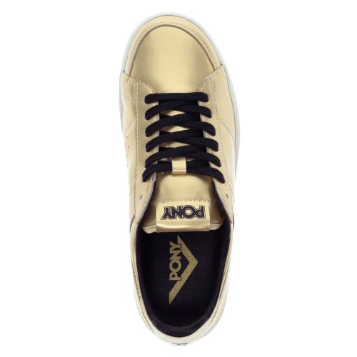 Pony Mens M-80 Low Metallic Genuine Leather Premium Lace Up Athletic Sneaker Shoe In Gold