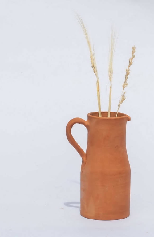 Alcantara-frederic Alcantara Frederic Artisanal Terracotta Pitcher With Handle In Terracotta