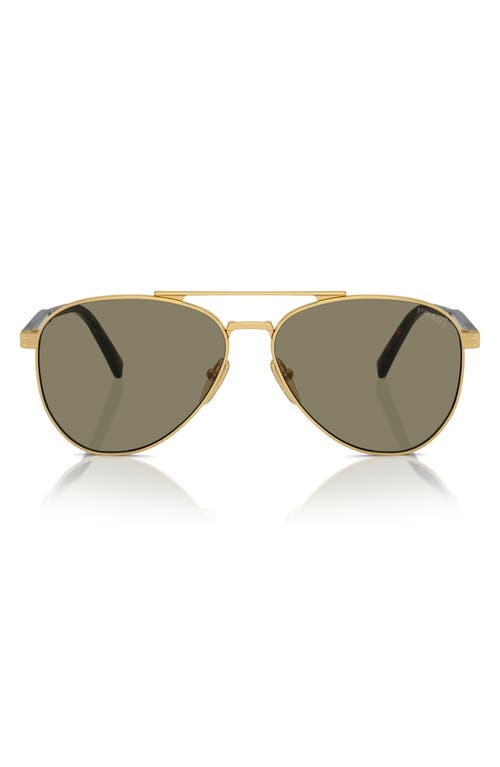 Shop Prada 58mm Pilot Sunglasses In Gold/lite Brown