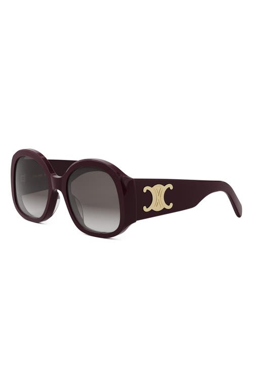 Shop Celine Maxi Triomphe 54mm Round Sunglasses In Shiny Dark Brown/brown