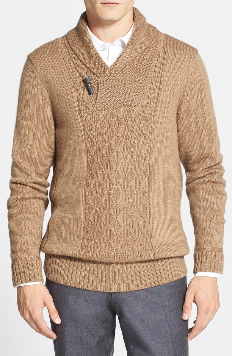 BOSS HUGO BOSS Camel Hair & Wool Shawl Collar Sweater | Nordstrom