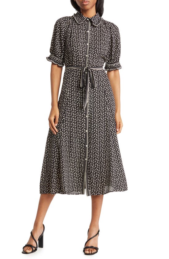 Max Studio Collared Shirt Dress In Black/ Cream