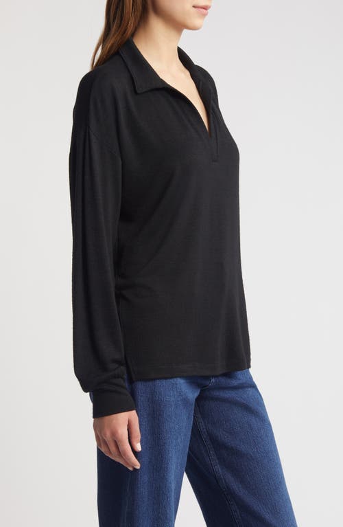 Shop Rag & Bone Long Sleeve Johnny Collar Knit Polo In Black