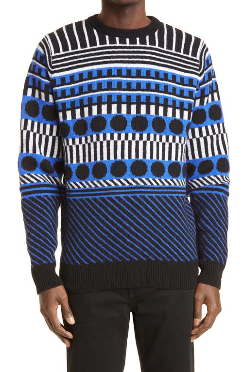 Sunspel x Camille Walala Fair Isle Lambswool Sweater in Klein/Black/White at Nordstrom, Size Medium