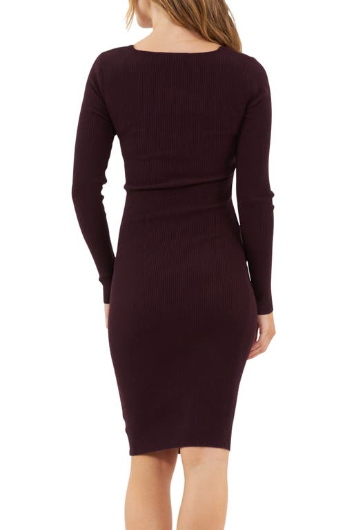 Shop Ripe Maternity Sadie Rib Long Sleeve Maternity/nursing Dress In Maroon