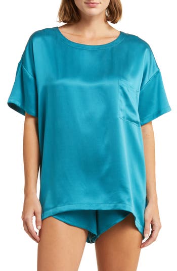 Lunya Washable Silk Short Pajamas In Slope Teal