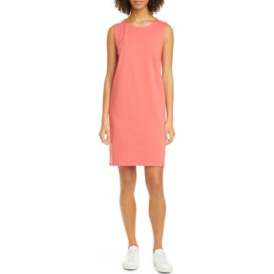 Eileen Fisher Jewel Neck Sleeveless Organic Cotton Shift Dress, Pink