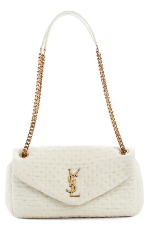 Saint Laurent Small Lou Organza Puffer Shoulder Bag In White Corn/new Chant