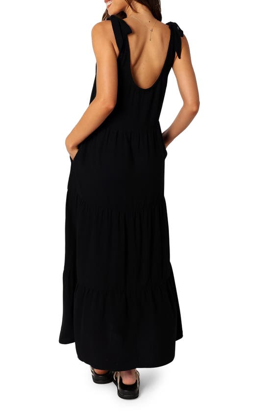 Petal And Pup Marcy Linen Midi Dress In Black