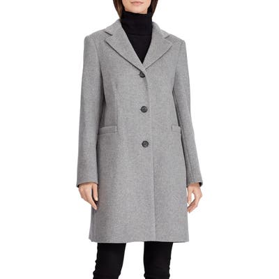 Lauren Ralph Lauren Wool Blend Reefer Coat, Grey