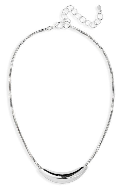 Nordstrom Polished Crescent Bar Pendant Necklace In Rhodium
