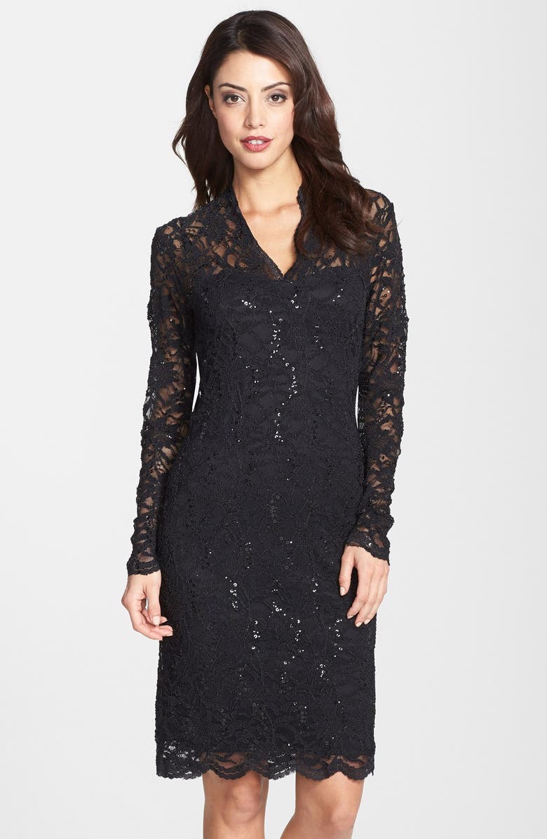 Marina Sequin Floral Lace Sheath Dress | Nordstrom