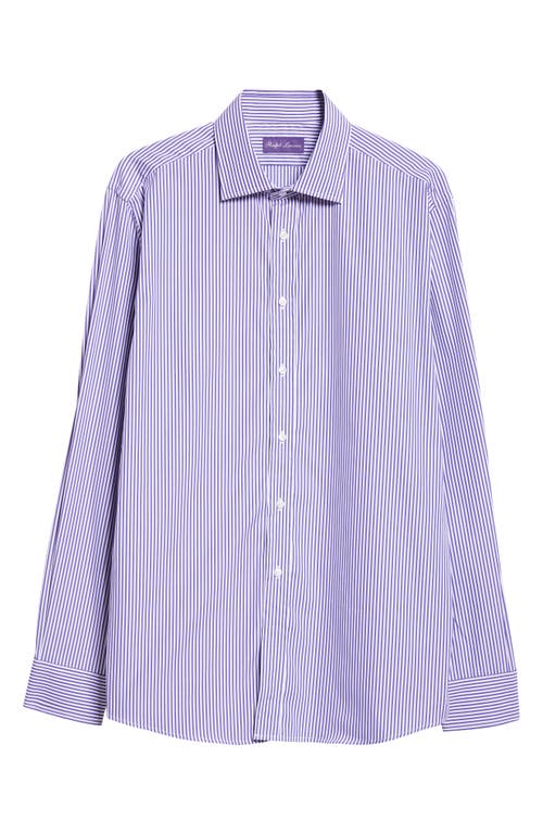 Shop Ralph Lauren Purple Label Bengal Stripe Cotton Poplin Button-up Shirt In Prism Violet