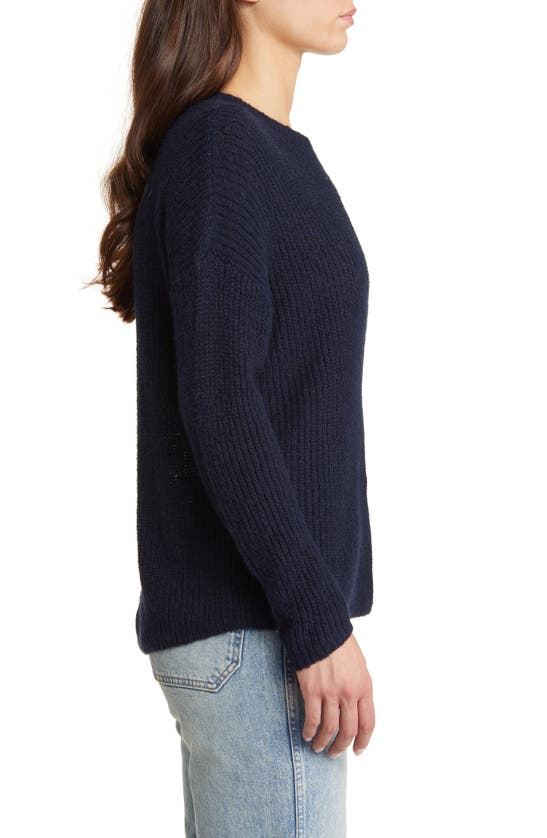 Madewell Ribbed Crewneck Sweater In Deep Indigo