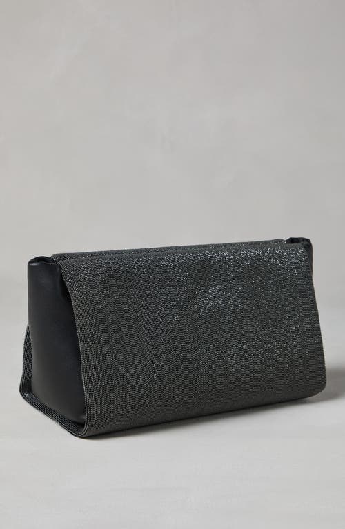 Shop Brunello Cucinelli Calfskin Precious Clutch In Black