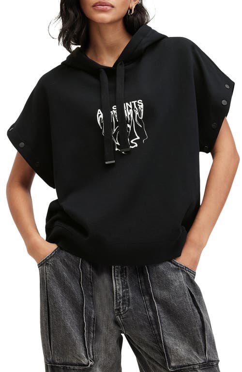 Shop Allsaints Inksaints Amphia Cotton Graphic Hoodie In Black