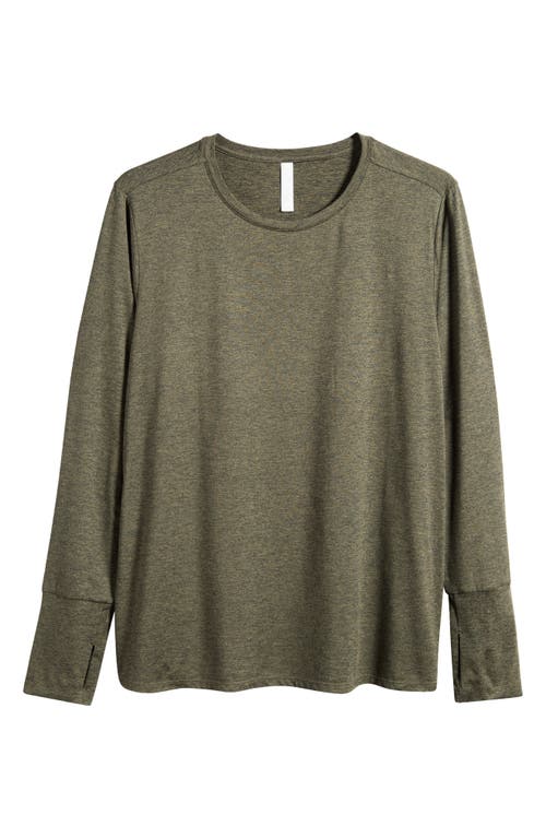 Shop Zella Liana Restore Soft Lite Long Sleeve T-shirt In Olive Night