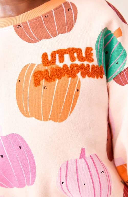 Shop Next Kids' Pumpkin Print Graphic Sweatshirt & Solid Rib Leggings Set In Orange