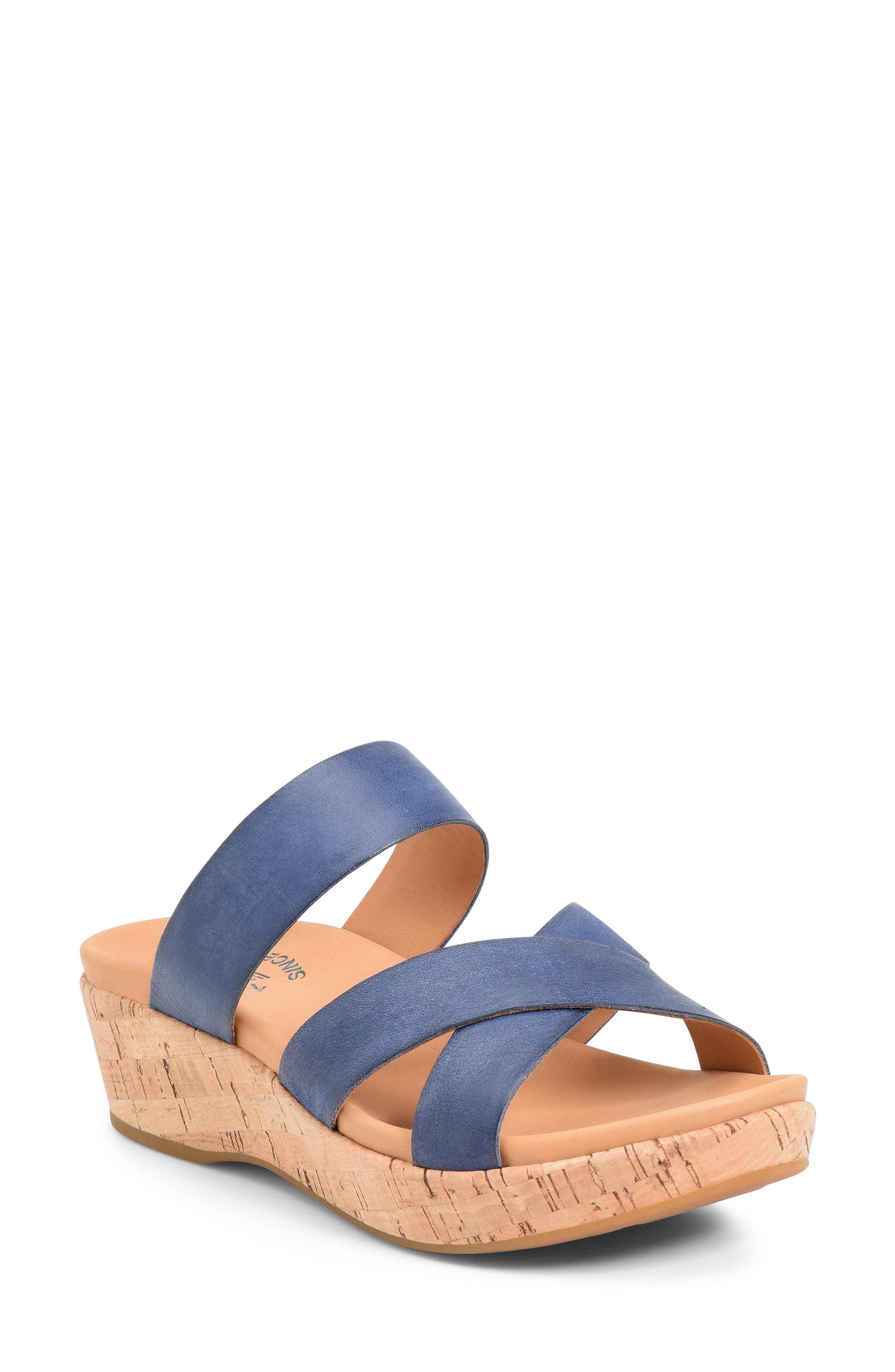 Kork ease Camellia Leather Wedge Mule In Navy F g ModeSens