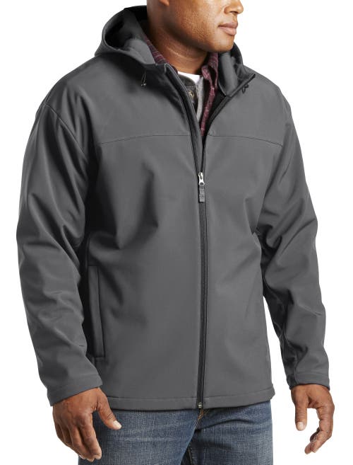 Harbor Bay By Dxl Hooded Bonded Fleece Jacket In Charcoal Blk