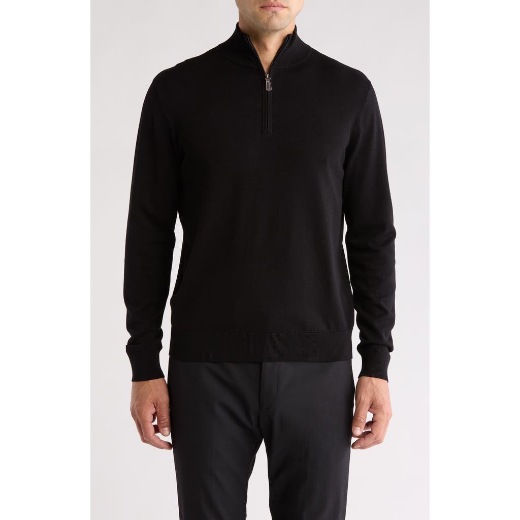 Tom Baine Solid Quarter Zip Pullover In Black