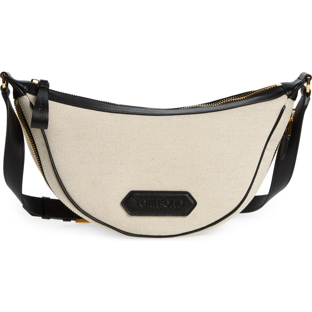 Shop Tom Ford Canvas & Leather Crossbody Bag In Rope/black