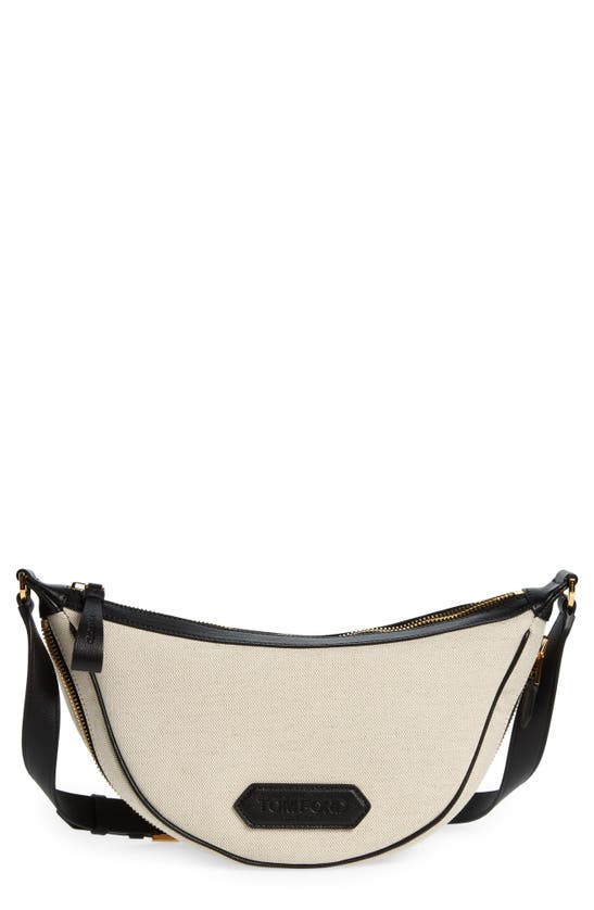 Shop Tom Ford Canvas & Leather Crossbody Bag In Rope/ Black