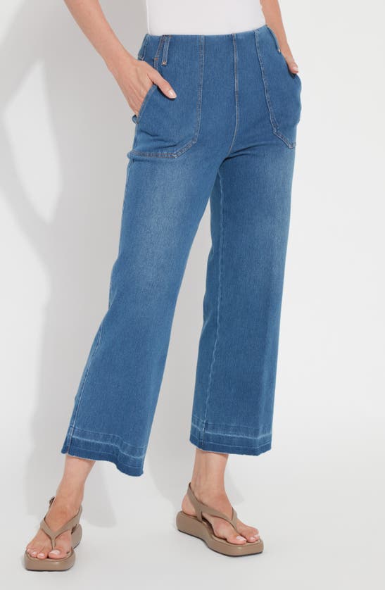Shop Lyssé Athena Wide Leg Crop Jeans In Gradient Midwash