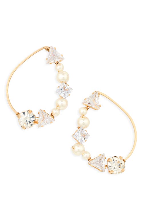 Shop Tasha Oval Crystal & Imitation Pearl Earrings In Clear/pearl