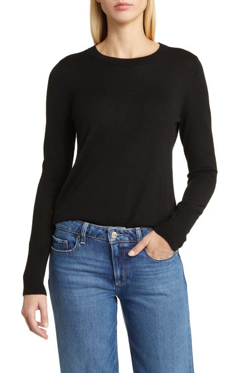 caslon(r) Wool Blend Crewneck Sweater in Black