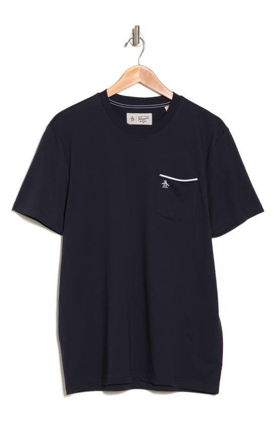 Original Penguin Earl Tipped Pocket T-shirt In Dark Sapphire