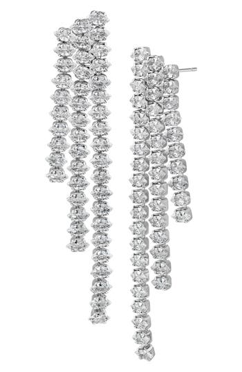 Cz By Kenneth Jay Lane Cubic Zirconia Triple Strand Graduated Drop Earrings In Silver