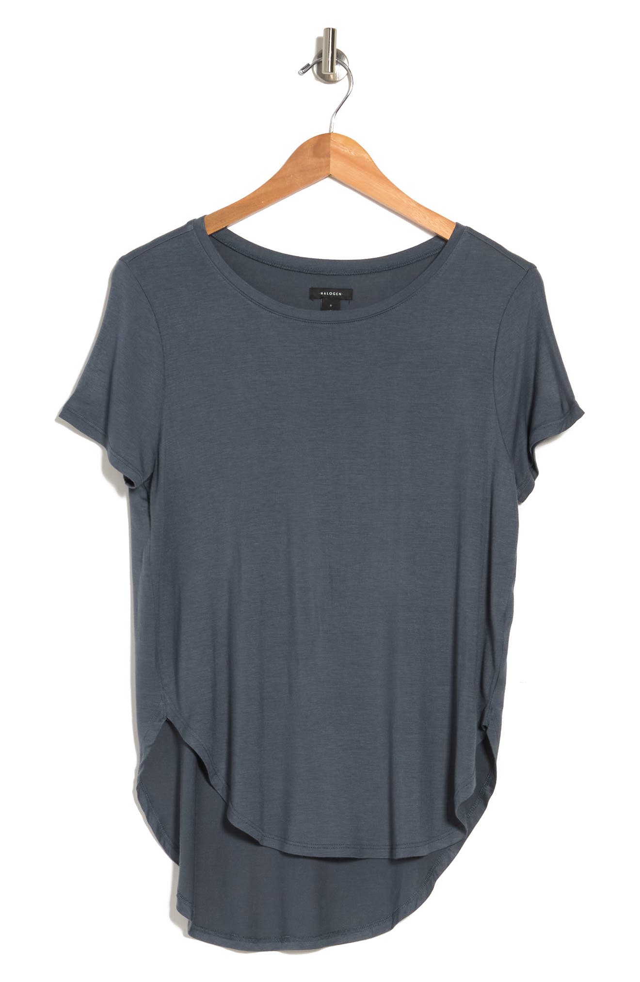 Halogen Shirttail Hem T-shirt In Blue Slate