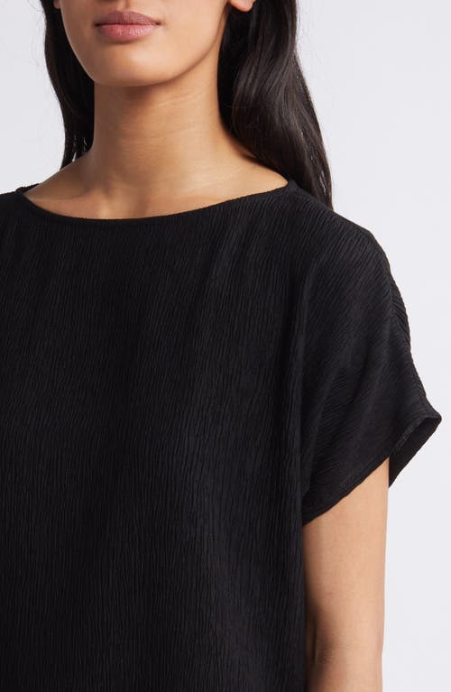 Shop Eileen Fisher Crinkle Bateau Neck Top In Black