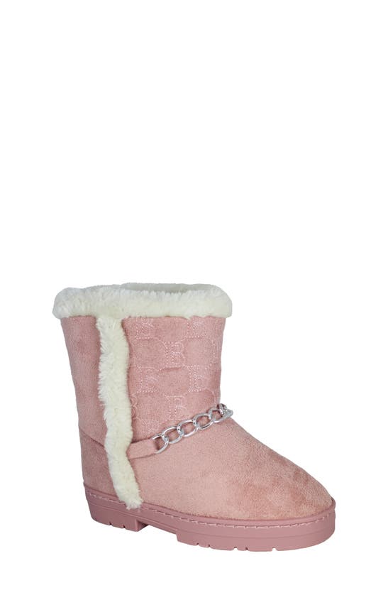 Bebe Kids' Chain Faux Fur Lined Boot In Blush
