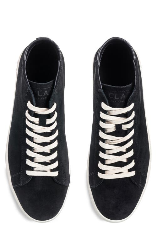 Clae Bradley Leather Mid Top Sneaker In Black Suede