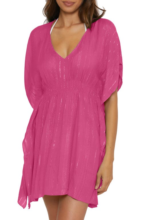 Radiance Woven Cover-Up Tunic in Vivid Pink